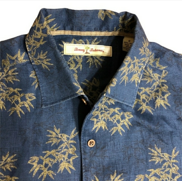 TOMMY BAHAMA Bamboo Print Linen Camp Shirt Size Medium.EUC! - Picture 3 of 7